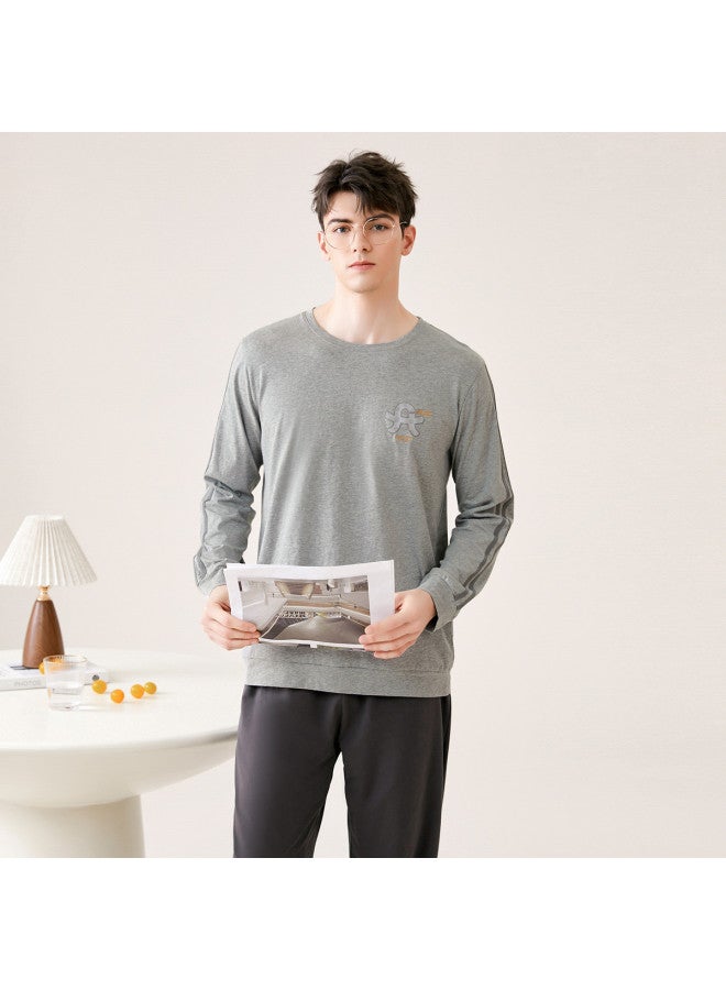 Fenton men's Soft Round-neck Long-sleeve Breathable Loungewear Set - Sporty Style For Home & Outdoor Wear - Image 4