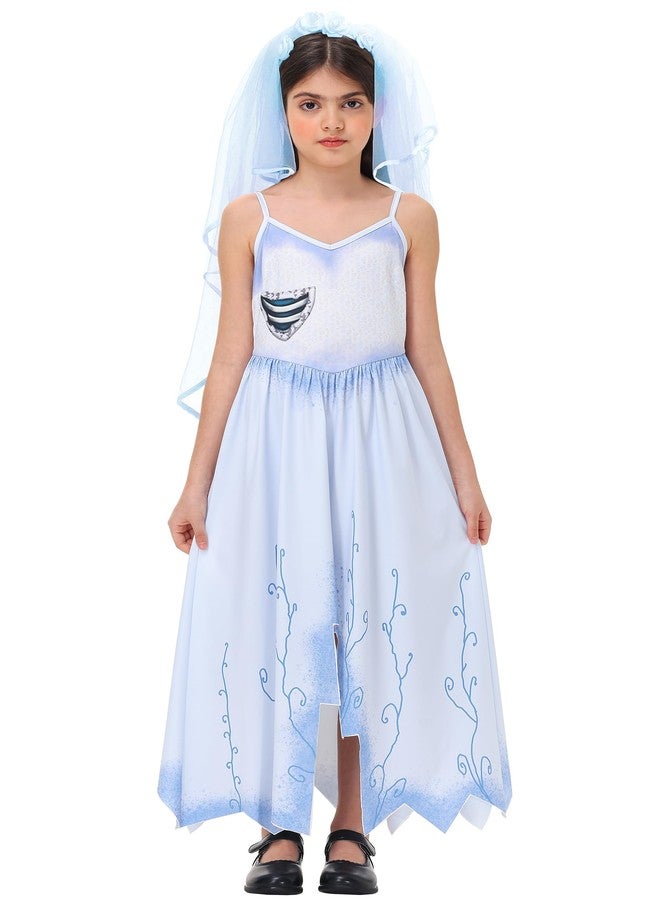 AOBUTE Halloween Zombie Bride Blue Dress Girls Corpse Emily Sleeveless Wedding Dresses Movie Party Outfits 7-8 Years - Image 5