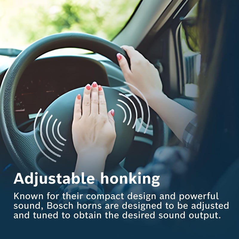BOSCH بوق سيمفوني F002H10028 - مجموعة من 2 بوق مزدوج النغمة - 12 فولت، 420/500 هرتز، 105-118 ديسيبل - متوافق عالميًا - Image 5