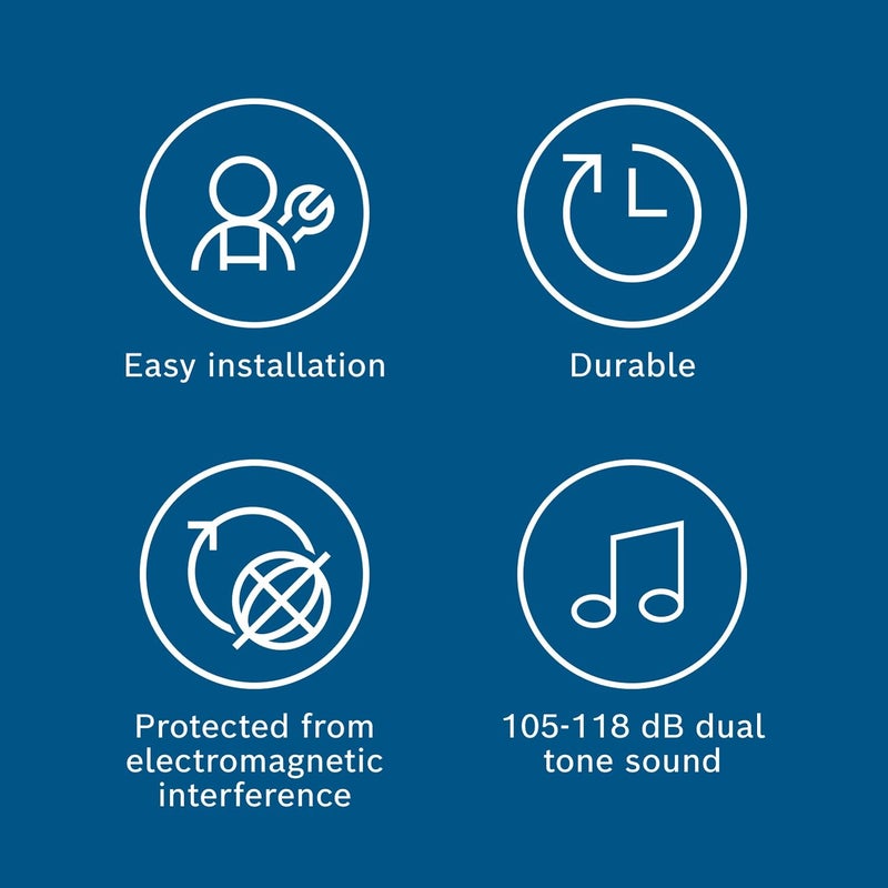 BOSCH بوق سيمفوني F002H10028 - مجموعة من 2 بوق مزدوج النغمة - 12 فولت، 420/500 هرتز، 105-118 ديسيبل - متوافق عالميًا - Image 3