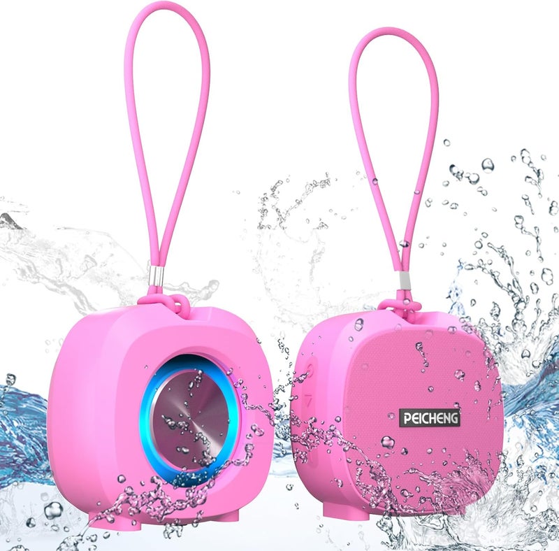 PEICHENG Bluetooth Speaker, Portable Wireless Speaker, IPX5 Waterproof Speakers Loud Stereo Sound with RGB Lights TWS Speakers Long Playtime for Home/Party/Outdoor, Electronic Gadgets, Birthday Gift (Pink) - Image 1