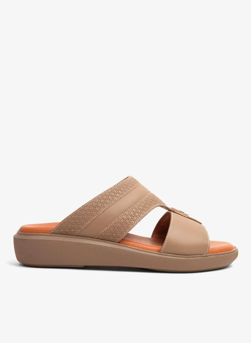 UOMO CAVALIER MEN'S LEATHER TEXTURED SANDALS EARTH
