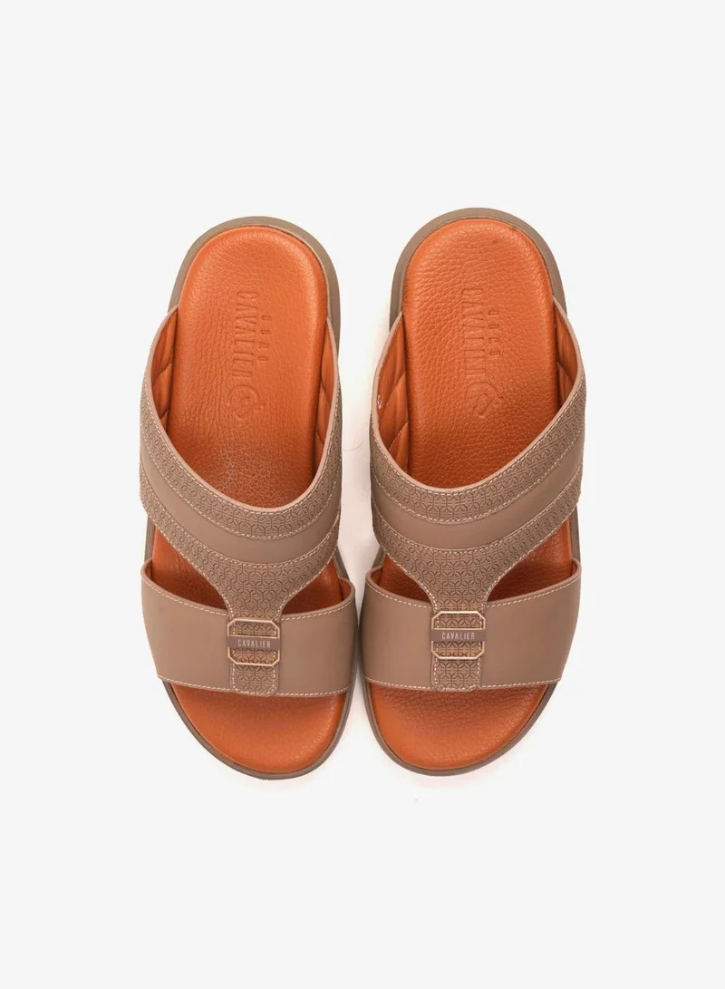 UOMO Cavalier  UOMO CAVALIER MEN'S LEATHER TEXTURED SANDALS EARTH for Men | Best Price UAE