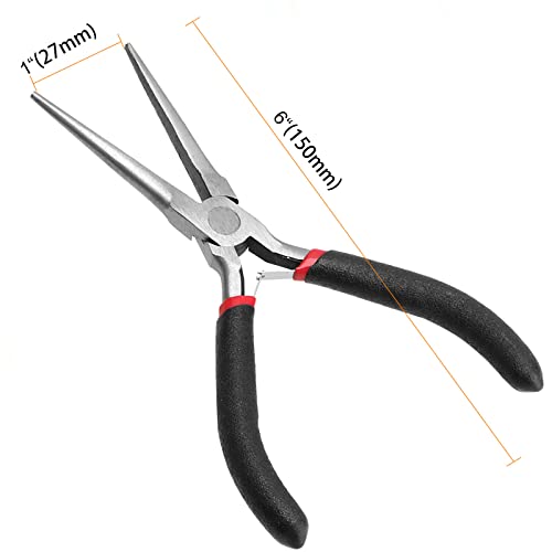 MUKLEI 15 PCS 6 Inch Needle Nose Pliers, Precision Pliers with Extra Long Tips and Non-Serrated Jaws for Wire Wrapping, Jewelry Making, Gripping Gadgets - Image 2