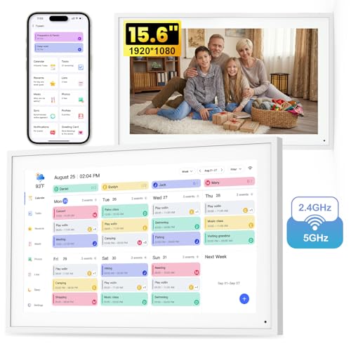 NEWYES Digital Calendar Gift for Mother Person Family Schedule Planning Interactive Touchscreen Smart Daily Weekly Monthly Planner Shared Album Frame for Study Office Family Desk Mountable 156in - Image 1