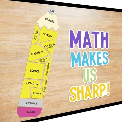 VABAMNA Math Bulletin Board Decorations Sets, Pencil Decorations for Classroom, Educational Math Makes Us Sharp Paper Cutouts for Back to School Math Classroom Supplies Window Wall Door Decor - Image 2