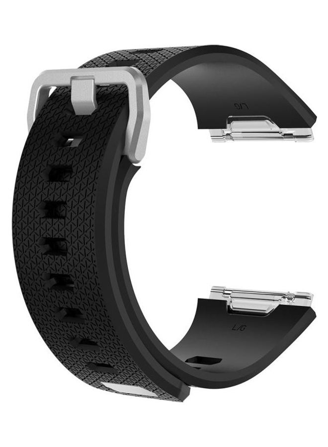 BGM Silicone Replacement Wrist Strap Watchband with Buckle For Fitbit Ionic Herringbone Texture Black - Image 1