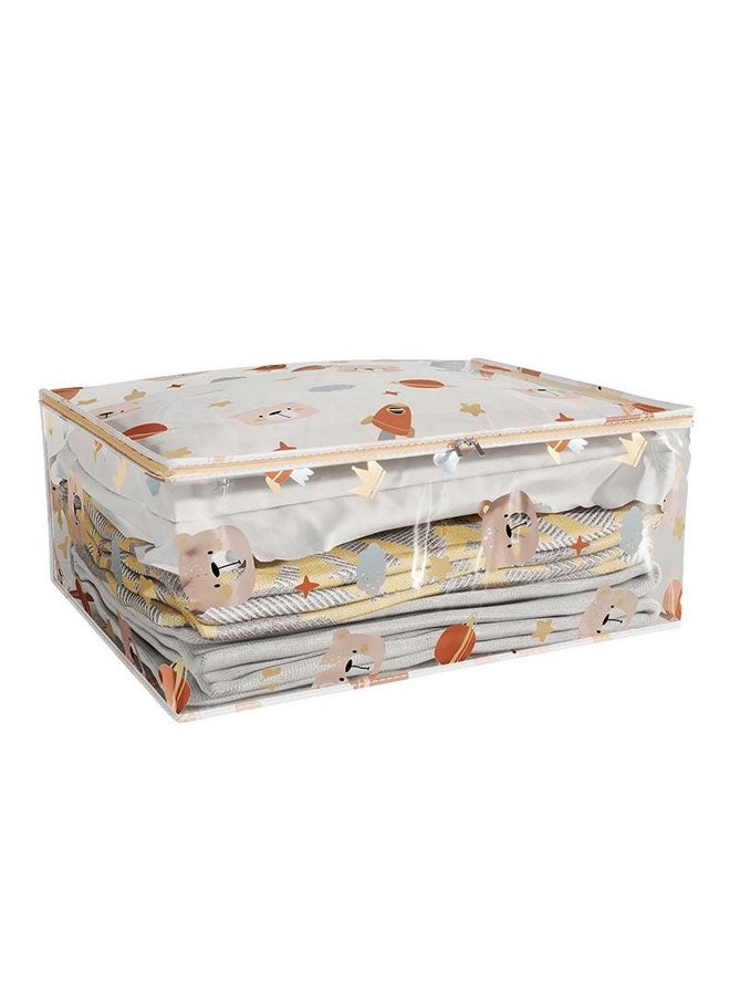 Clothes Storage Bag, Large Capacity Foldable Moving Bags,Clear Quilt Organizers Dust-proof Cartoon Pattern With Clear Window,Organizer, Foldable With Sturdy Zipper, Waterproof moisture-proof for Blankets, Bedding 56×40×22cm - Image 4