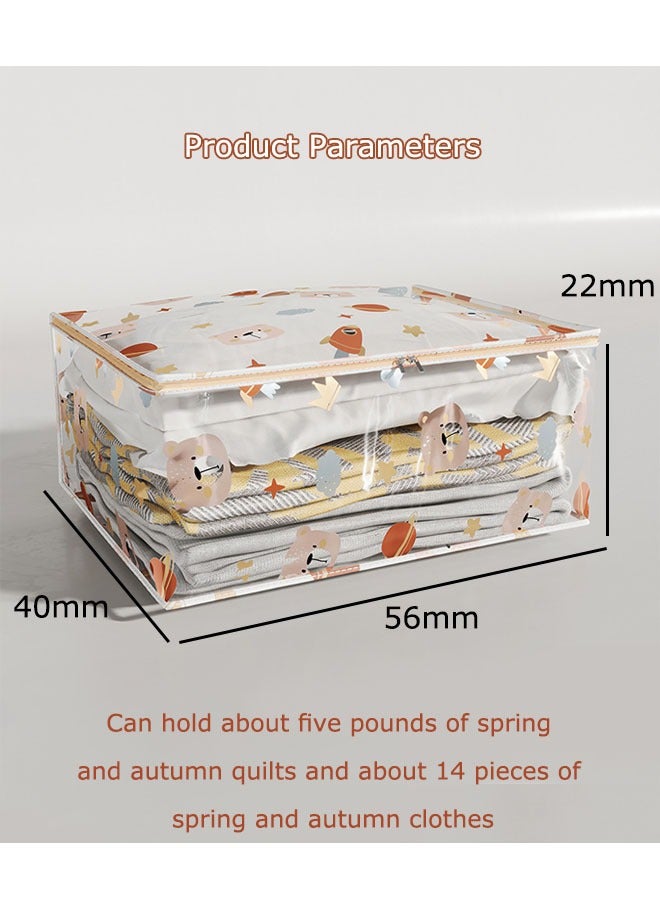 Clothes Storage Bag, Large Capacity Foldable Moving Bags,Clear Quilt Organizers Dust-proof Cartoon Pattern With Clear Window,Organizer, Foldable With Sturdy Zipper, Waterproof moisture-proof for Blankets, Bedding 56×40×22cm - Image 2