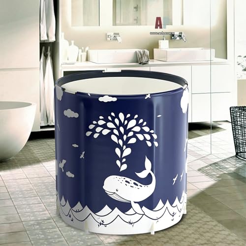 BDL Portable Bathtub, Foldable Adult Japanese Soaking Bath Tub, BDL Freestanding Ice and Hot tubs with Thermal Foam, Folding Spa Bath Tub for Small Spaces Free Pillow and Storage Bag Whale Blue - Image 2