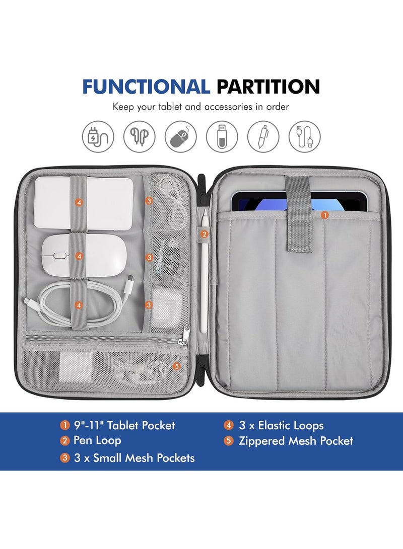 KENSUO 11 inch Laptop Case Sleeve for Water-Resistant Shockproof Handle Bag Cover w/Accessory Pocket - Black - Image 3