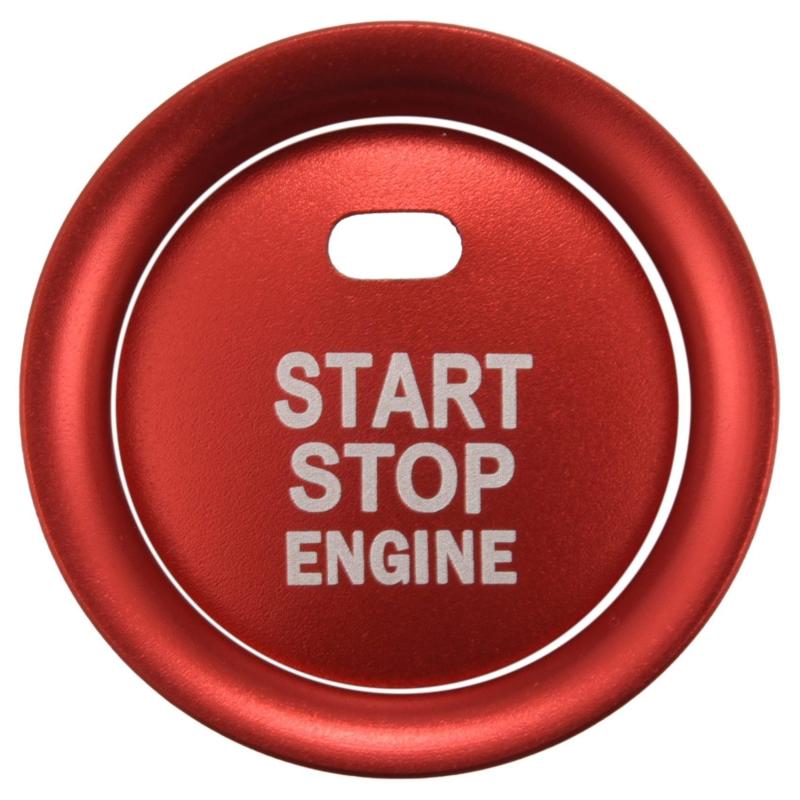 Push Start Button Cover: Red Anodized Aluminum 2-Piece Set - No Modification Required Keyless Engine Start Trim for Most Mazda 3 6 Axela ATENZA CX-3 CX-5 CX-9 MX-5 Interior Upgrade - Image 1
