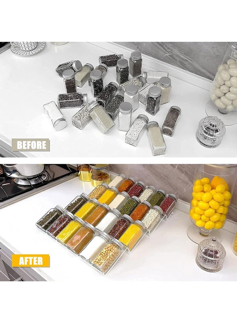 KITCHENOO Spice Drawer Organizer 4 Piece Clear Acrylic Slanted in Drawer Spice Jars  - Image 2