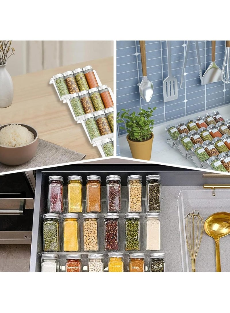 KITCHENOO Spice Drawer Organizer 4 Piece Clear Acrylic Slanted in Drawer Spice Jars  - Image 3