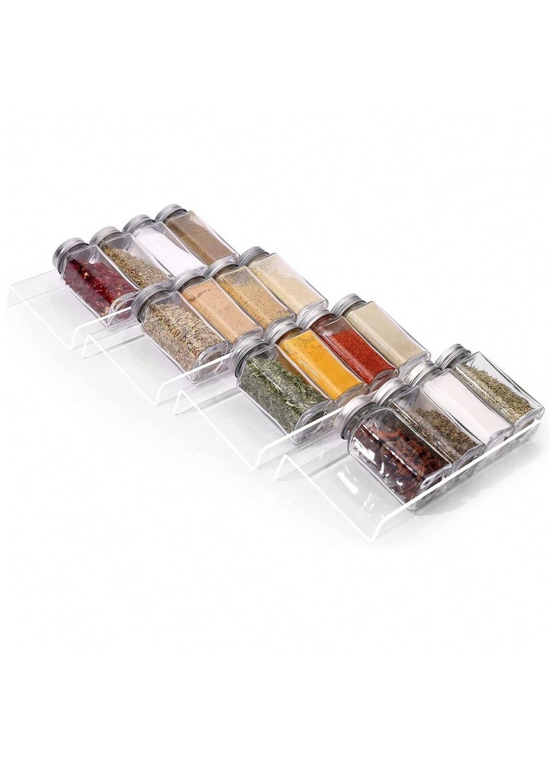 KITCHENOO Spice Drawer Organizer 4 Piece Clear Acrylic Slanted in Drawer Spice Jars  - Image 1