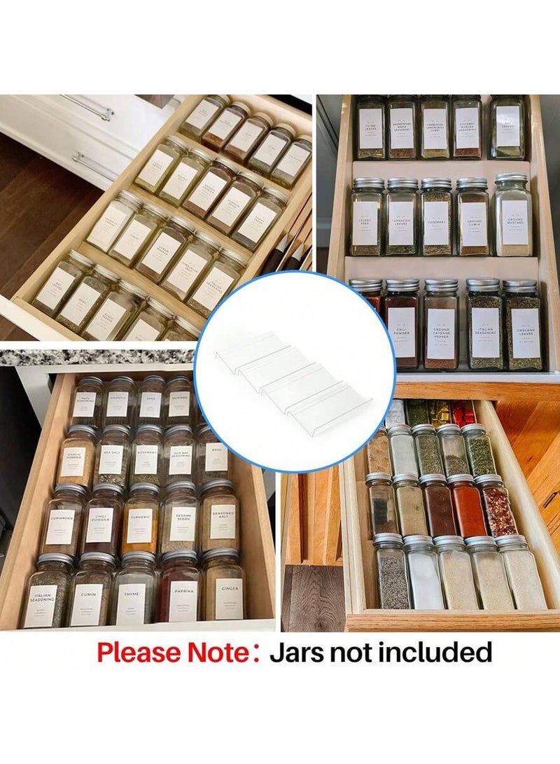 KITCHENOO Spice Drawer Organizer 4 Piece Clear Acrylic Slanted in Drawer Spice Jars  - Image 5
