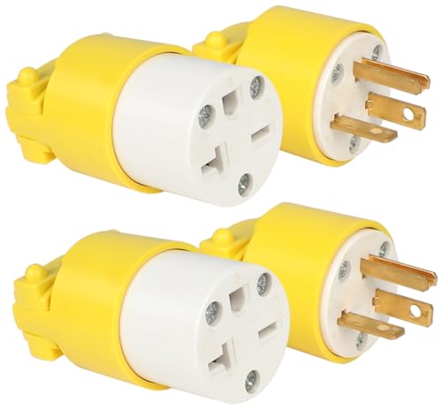 MaxWorks 50541 4 pc. Yellow Replacement Plug and Socket Set NEMA 6-20P and NEMA 6-20R, 250V, 20A - Image 2