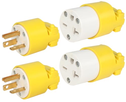MaxWorks 50541 4 pc. Yellow Replacement Plug and Socket Set NEMA 6-20P and NEMA 6-20R, 250V, 20A - Image 1