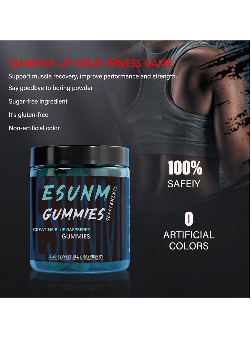 Wins Town Creatine Infused Gummies - Esunm Beast Bites Supplements -BLUE RASPBERRY  - Image 3