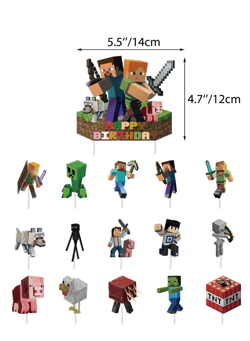 bbet 46 Pieces Pieces Minecraft Theme Birthday Decorations for Children's Birthday Supplies, Party Decorations Set for Girls Women Men Kids Baby - Image 3