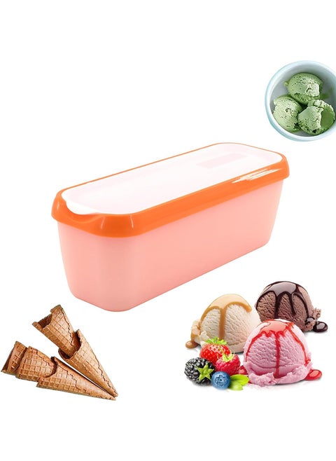 P-PLUS INTERNATIONAL Ice Cream Container with Lid - Ice Cream Container for Home Made Ice Cream - Food Storage Container - Freezer Container - Double Insulated Ice Cream Box (Pack of 1, Orange)