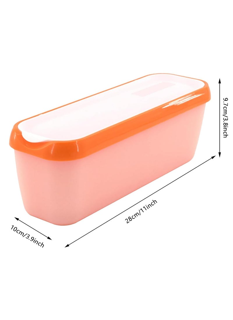 P-PLUS INTERNATIONAL Ice Cream Container with Lid - Ice Cream Container for Home Made Ice Cream - Food Storage Container - Freezer Container - Double Insulated Ice Cream Box (Pack of 1, Orange)