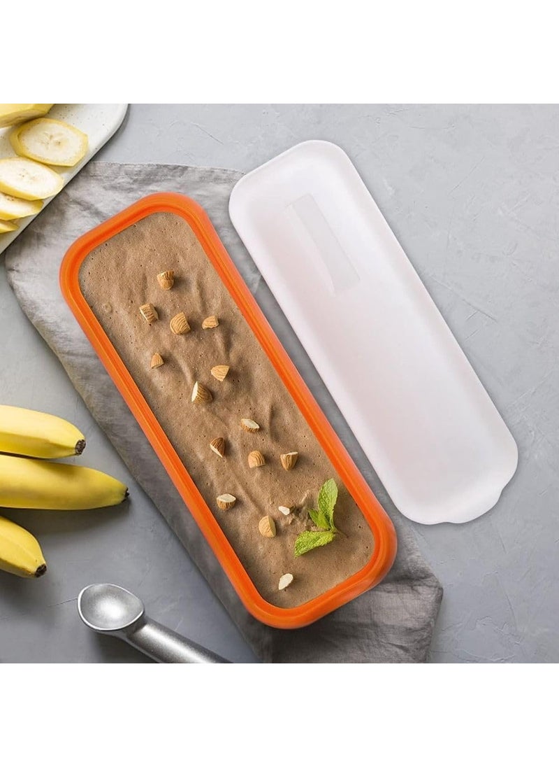 P-PLUS INTERNATIONAL Ice Cream Container with Lid - Ice Cream Container for Home Made Ice Cream - Food Storage Container - Freezer Container - Double Insulated Ice Cream Box (Pack of 1, Orange)