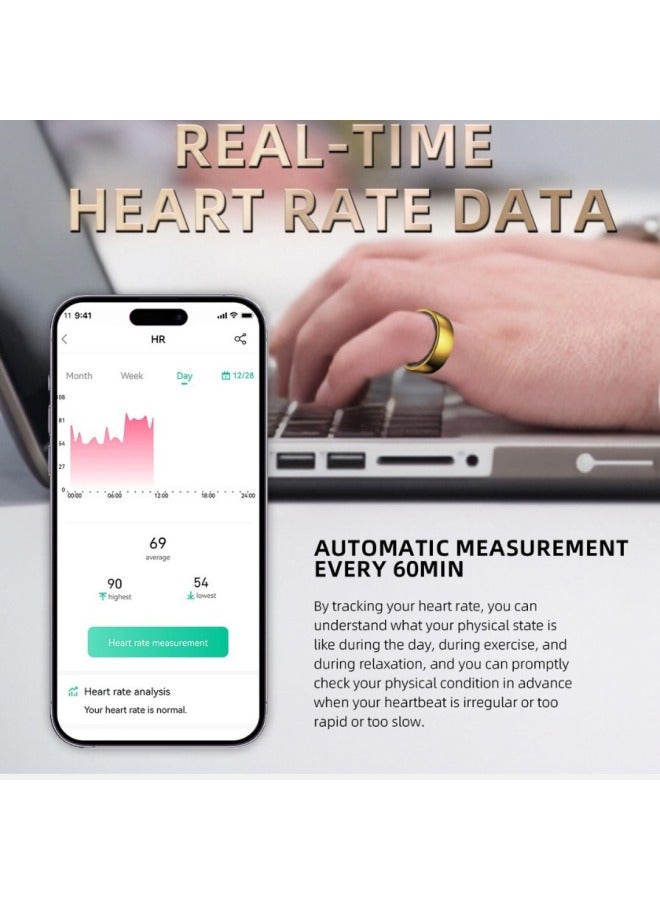 حلقة ذكية R09 للتحكم عن بعد في التصوير الفوتوغرافي ومراقبة الصحة - اللون: فضي 18 # 【القطر الداخلي 17.8 ملم】 سلك شحن - Image 5