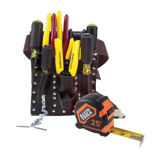Klein Tools 5300 Electrician Tool Set Includes 4 Screwdrivers 4 Pliers Tape Measure Wire Stripper Tool Pouch and Belt 12Piece