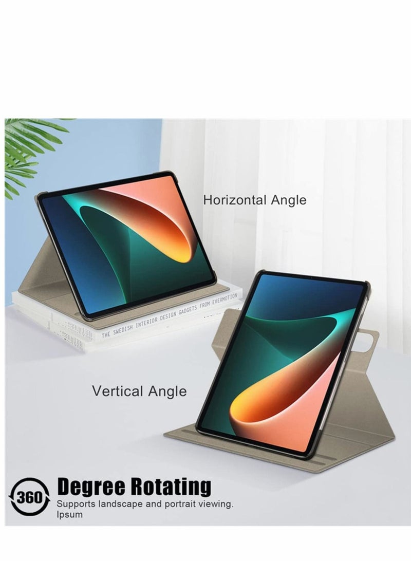 Captaintech Case for Xiaomi Mi Pad 5 case Pro Elastic Strap Pen Holder Stand Auto Sleep Wake Up Function Cover PU Leather Tablet Cases Gray - Image 2