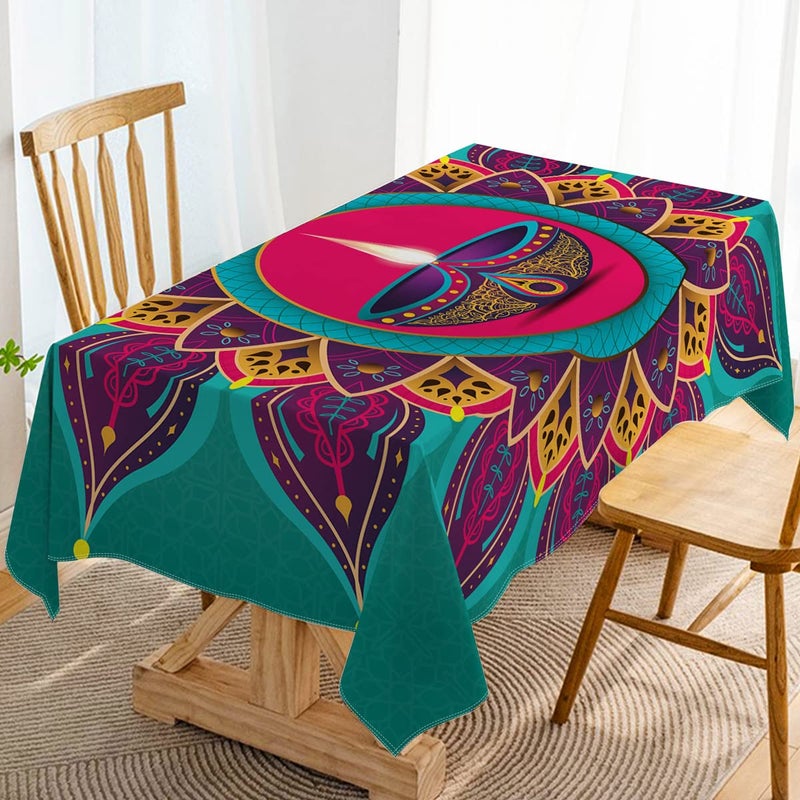Hafangry Happy Diwali Tablecloth Indian Festival of Lights Party Decoration Deepavali Decor Kitchen Dining Room Table Cloth