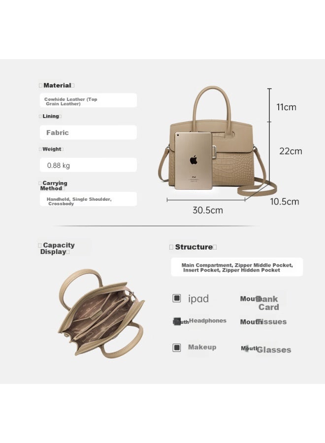 Zooler Women's Genuine Leather Handbag Fashion Single Shoulder Crossbody Bag Ladies Handbag Women's Day Gift - Image 1
