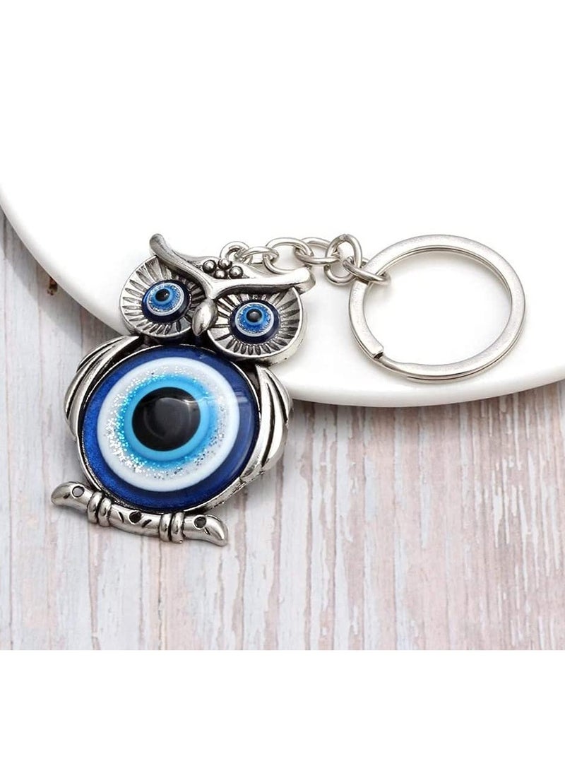 Owl Shape Keychain, Cute Women Fashion Rhinestone Bag Car Pendant Lucky Owl Key Accessories Unique Gift And Metal Souvenir, Blue - Image 2