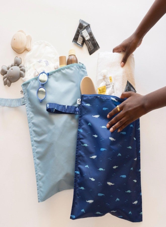 Tiny Twinkle Mess-proof Wet Bags 2 Pack Waterproof and Washable Bag for Travel storage, Stroller, Daycare, Baby Diapers, Yoga, Beach, Pool, Wet Toddler Swimsuits (Ocean) - Image 3