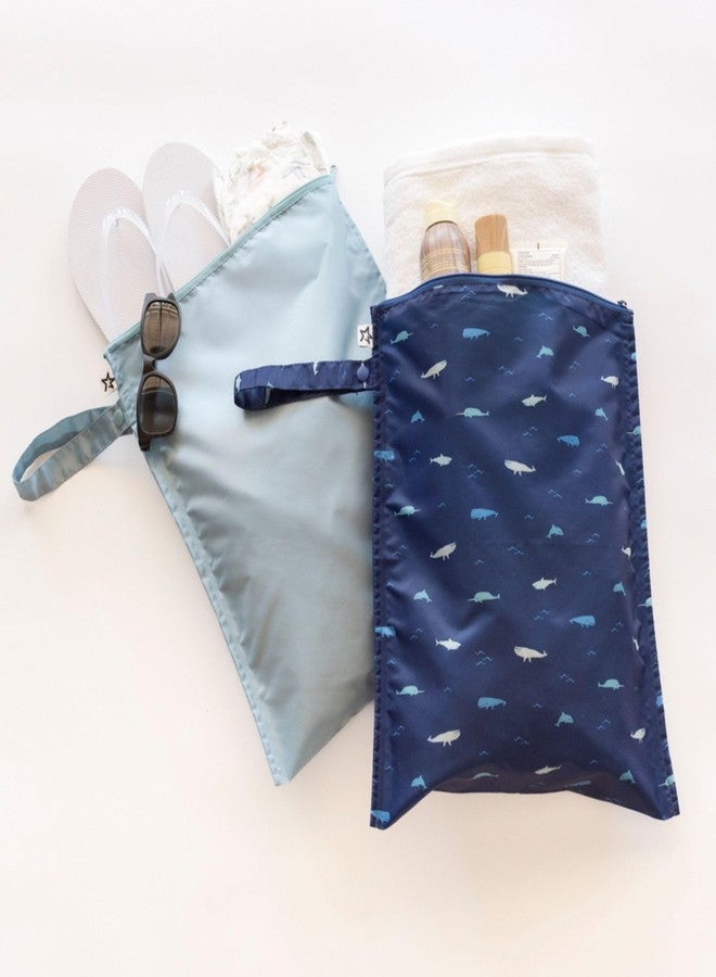 Tiny Twinkle Mess-proof Wet Bags 2 Pack Waterproof and Washable Bag for Travel storage, Stroller, Daycare, Baby Diapers, Yoga, Beach, Pool, Wet Toddler Swimsuits (Ocean) - Image 2