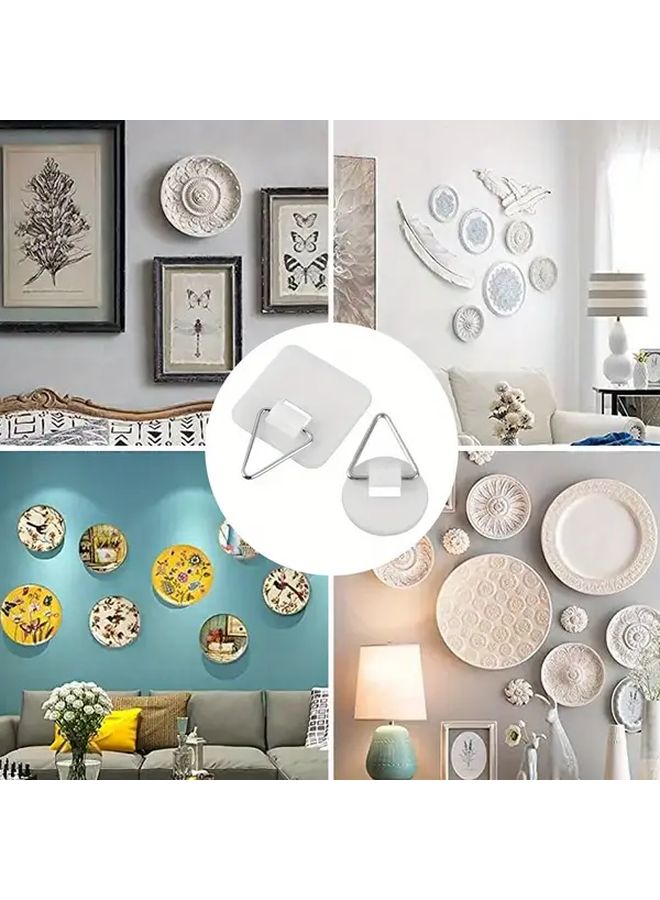 Square Self Adhesive Wall Hooks Heavy Duty Plastic Plate Hangers No Drill Installation - Image 3