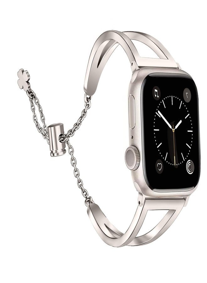 Secbolt Stainless Steel Bands Compatible with Apple Watch Band 38mm 40mm 41mm 42mm iWatch Series 10/9/SE/8/7/6/5/4/3/2/1, Dressy Metal Bangle Bracelet Women, Starlight - Image 1