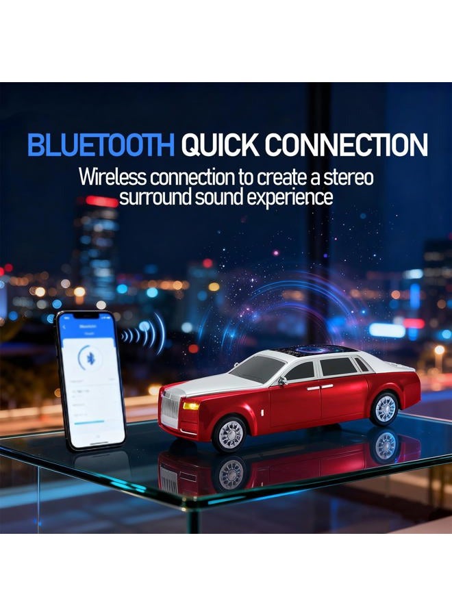 WSTER WS-610 Luxury Sedan Replica Bluetooth Speaker – LED Starry Sky Screen Display, HD Sound, TWS Stereo,FM Radio, USB/TF Playback, Built-in Microphone, Portable Wireless Gift for Car Enthusiasts (Red) - Image 4