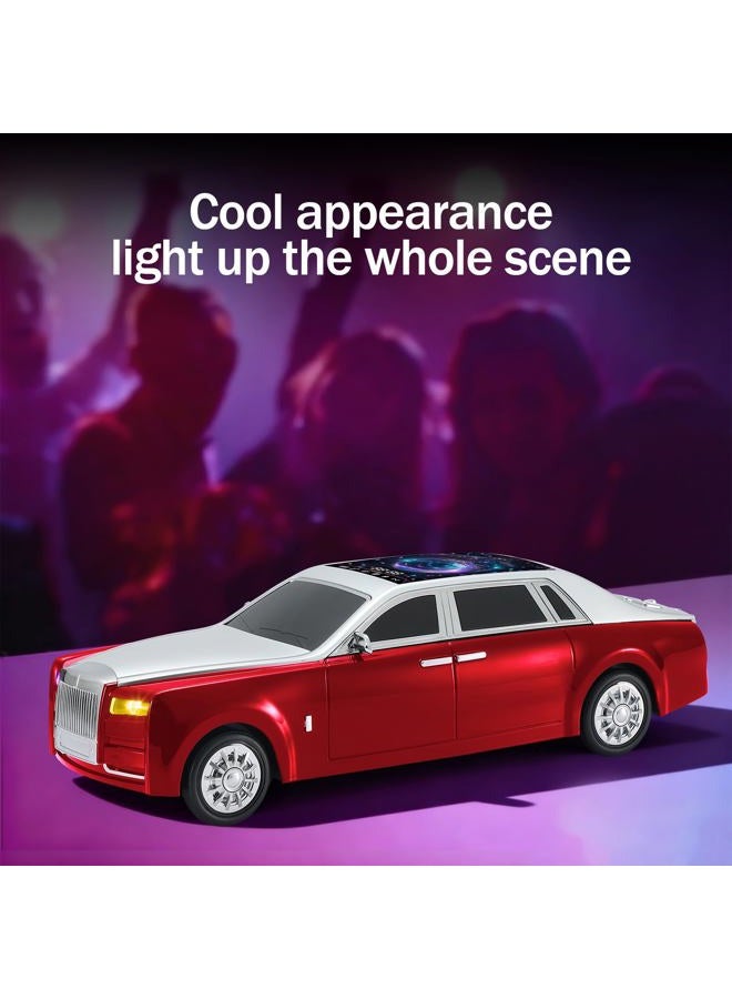 WSTER WS-610 Luxury Sedan Replica Bluetooth Speaker – LED Starry Sky Screen Display, HD Sound, TWS Stereo,FM Radio, USB/TF Playback, Built-in Microphone, Portable Wireless Gift for Car Enthusiasts (Red) - Image 3