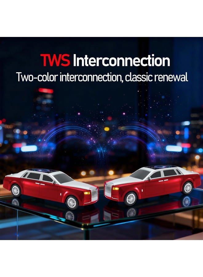 WSTER WS-610 Luxury Sedan Replica Bluetooth Speaker – LED Starry Sky Screen Display, HD Sound, TWS Stereo,FM Radio, USB/TF Playback, Built-in Microphone, Portable Wireless Gift for Car Enthusiasts (Red) - Image 5