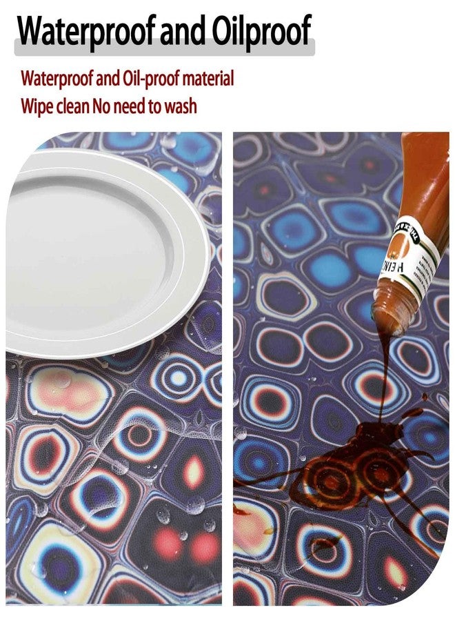 opstellen Fitted Vinyl Round Tablecloth for 36-44" Table Boho Waterproof Reusable Summer Fall Tableclothes Campers Inside Outdoors Supplies Dining Room Kitchen Needs White Elephant Gifts - Image 4