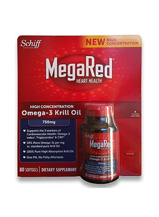 Mega Red High Concentration 750mg 80 Softgels by SCHIFF