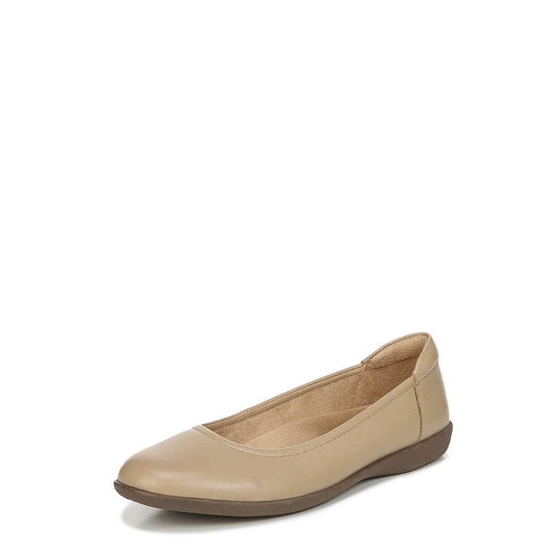 Naturalizer Womens Flexy Comfortable Slip On Round Toe Ballet Flats Beige Leather 75 W US