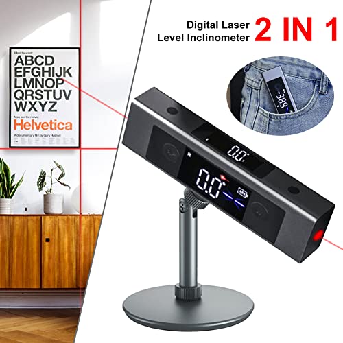 OUGETHER Protractor Digital Inclinometer, Angle Measure L-as-er Ruler, with Bi-directional Red Light Marking, Dual-Screen Angle Finder, Multifunctional Device Precise Professional (Dual L-as-er + Stand) - Image 2