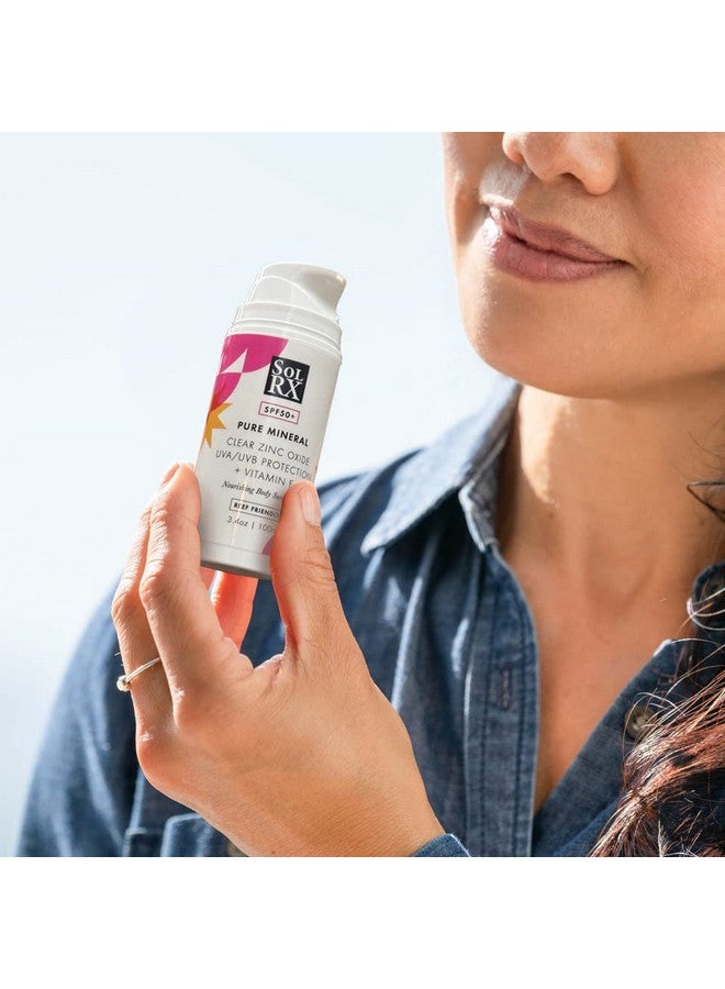 solrx Pure Mineral Spf 50+ Sunscreen 3.4Oz Zinc Oxide Sunscreen With Vitamin E Reef Safe Sunscreen Daily Use For Face And Body - Image 2