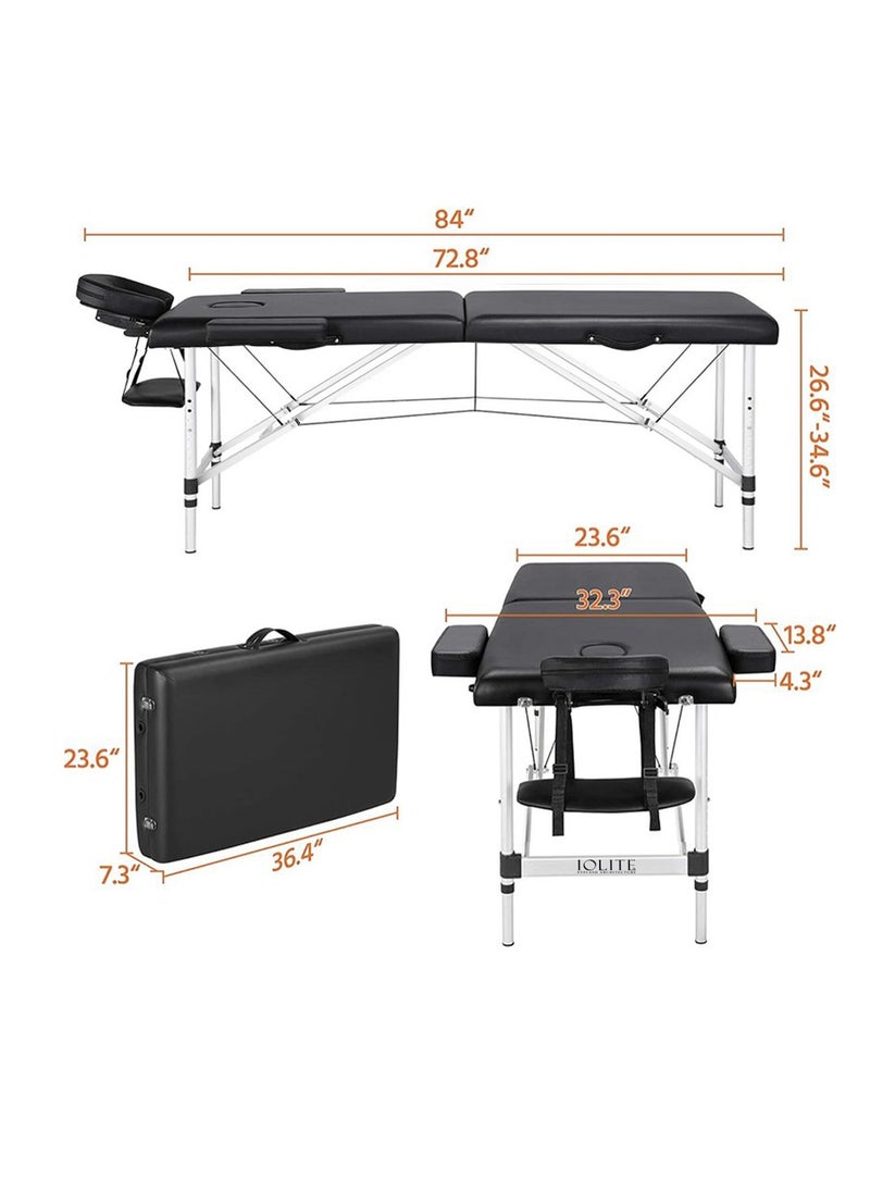 IOLITE Portable Bed Folding Beauty Bed 95cm length 19cmX74cm width Professional Portable Spa Massage Tables Foldable with Bag Salon Portable Massage Bed Foldable Massage Tables with Pillow SPA Bed   Stainless Steel Frame  SPA Salon Tattoo Massage Therapeutic Treatment Massage Adjustable Table  - Image 2