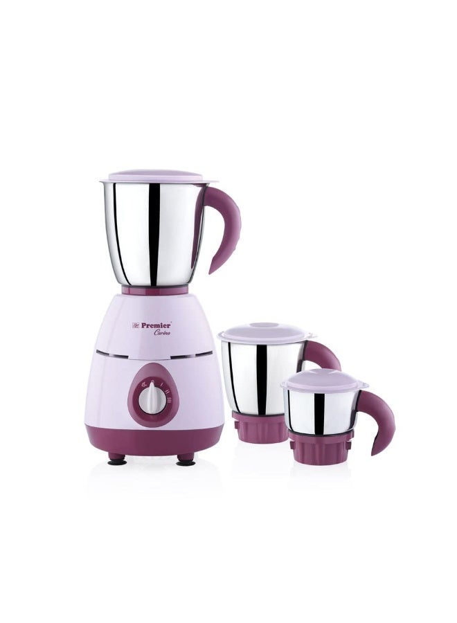 Premier Carina 500W Mixer Grinder - Pink | 3 Stainless Steel Multipurpose Jars | ABS Body | Overload safety feature | Heavy Duty Motor | 5 Years Motor Warranty | 1.5 Thickness Multifunctional Blade