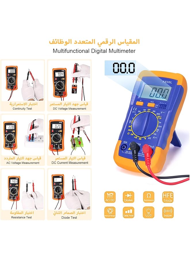 erorex Soldering Iron Kit Temperature Adjustable 60W 220 480℃ Professional Electronic Welding Tool Set With Digital Multi Meter Soldering Iron Stand Tips Desoldering Pump Tweezer Wire Stripper Clean Sponge - Image 3