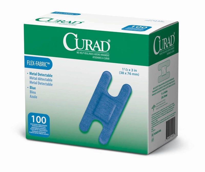 Curad Knuckle, Woven Blue Detectable Bandage, 100-Count - Image 1