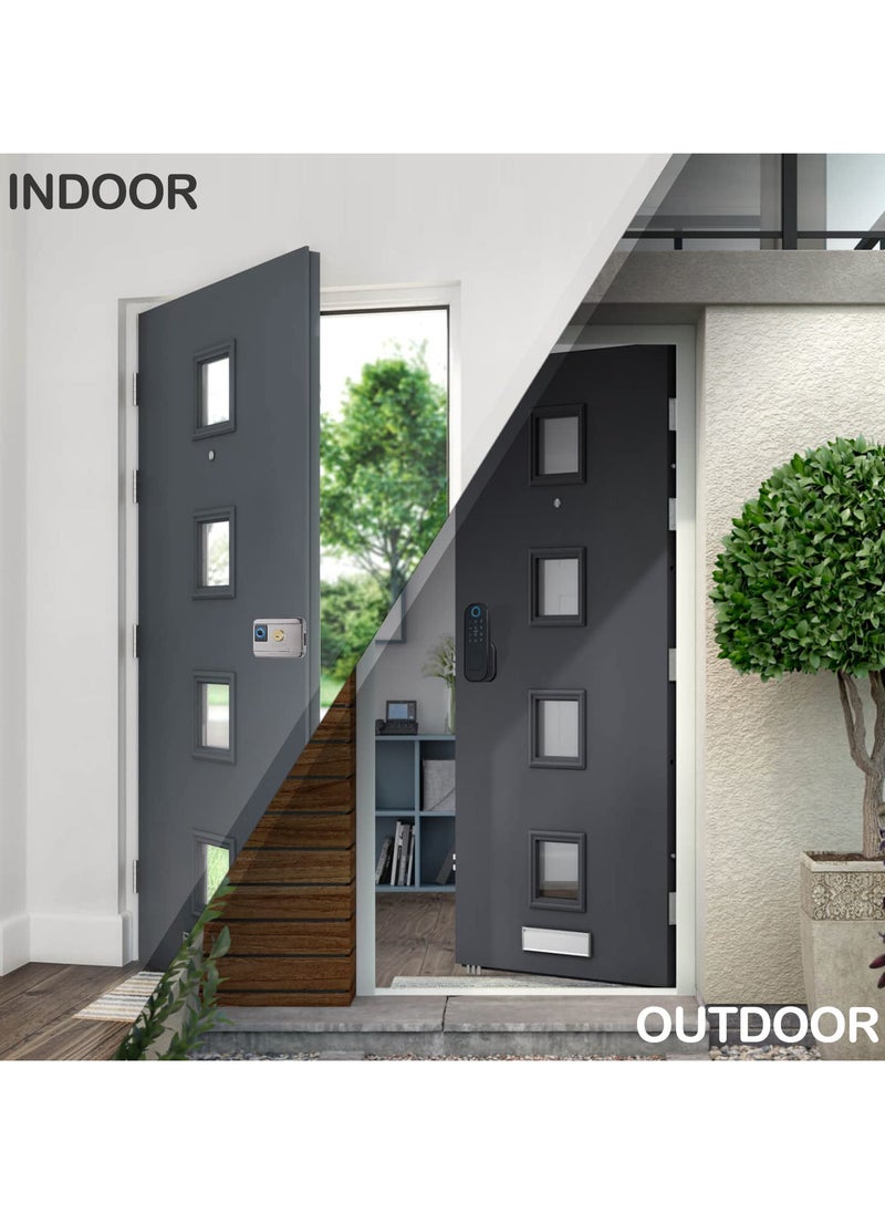 LUMIVE - Lumive Double-Sided Smart Door Lock - Fingerprint Entry WiFi Smart Lock, Passcode, Remote App Unlocking, 5x Smart Cards, Keys, Outdoor Smart Door Lock,Fits Doors 35-70mm - Image 1